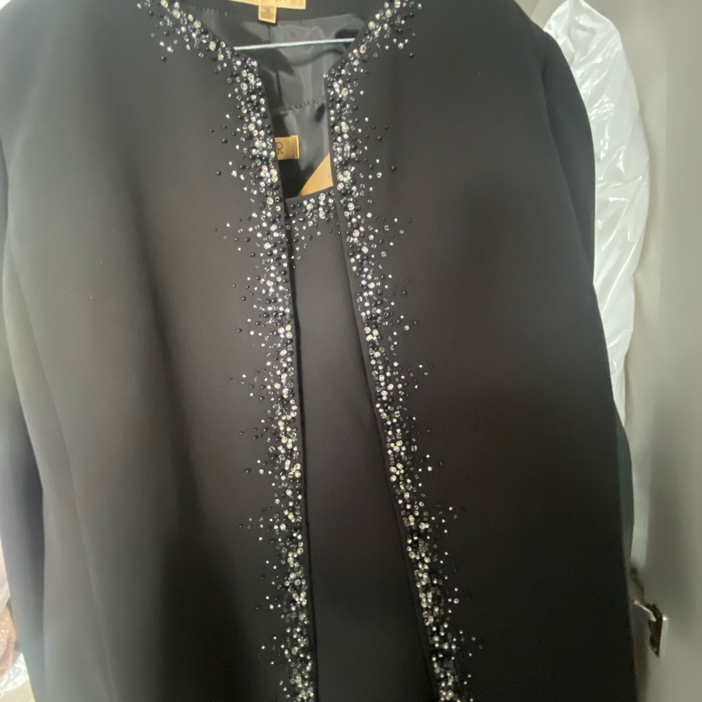 Kasper Black Cape with Sparkling Trim